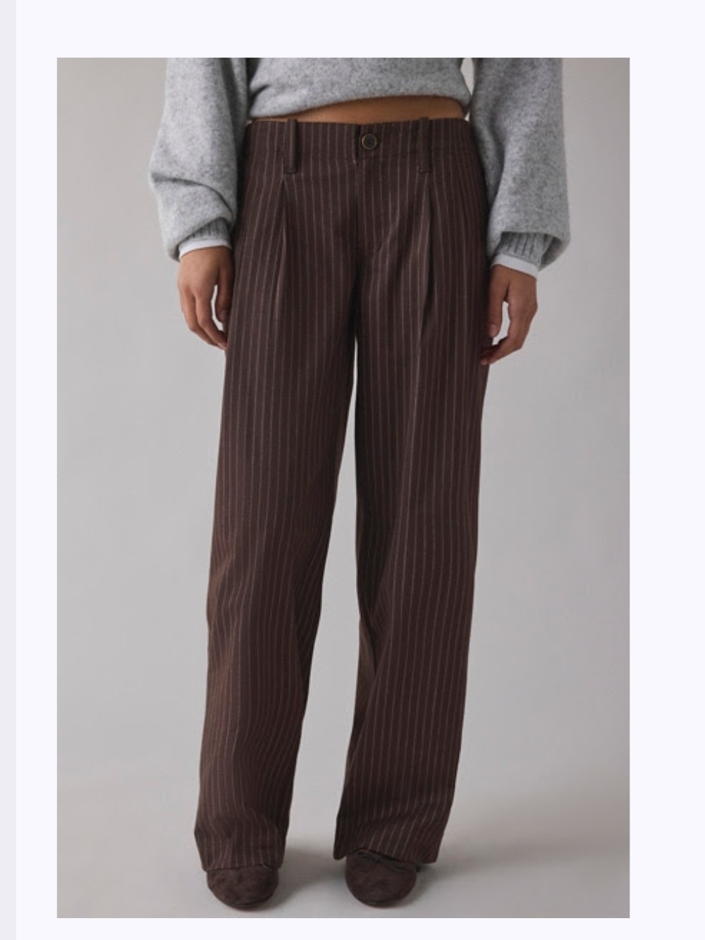Urban Outfitters Brown Pinstripe Wide-Leg Trousers